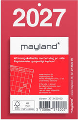 Afrivningskalender lille 2027 m/bagsidetekst Mayland 5x6 cm