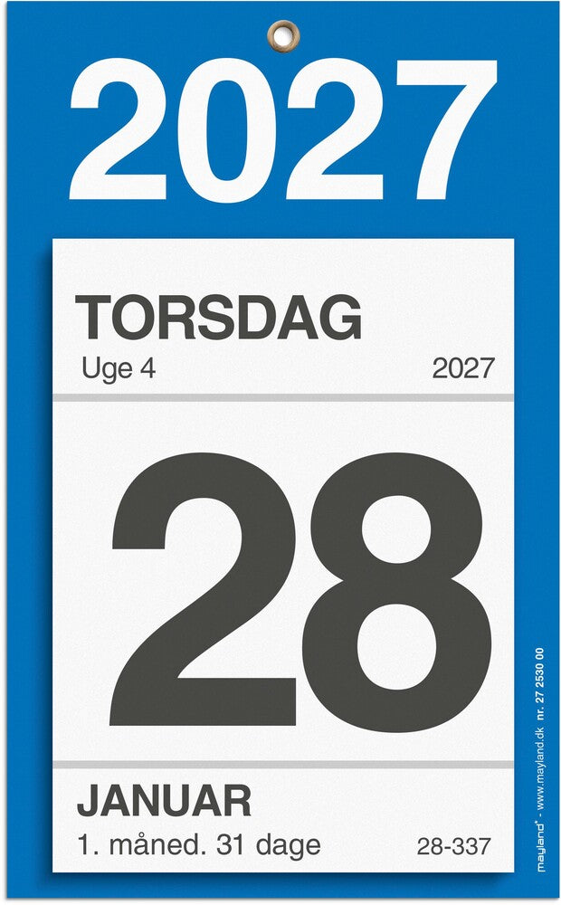 Afrivningskalender kontor 2027 m/bagsidetekst Mayland