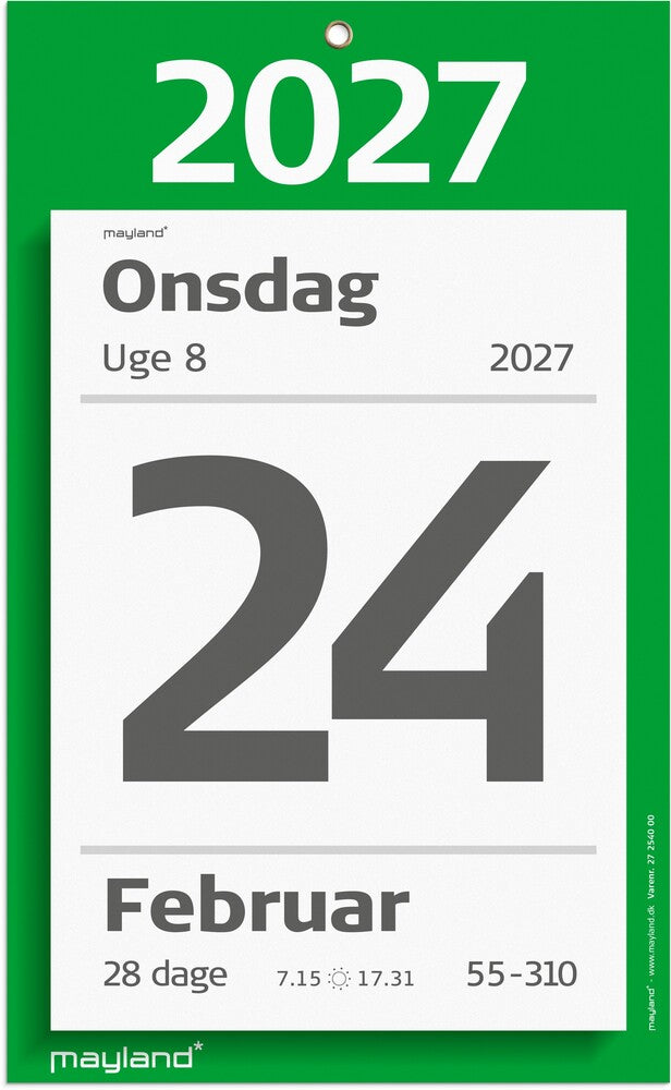 Afrivningskalender kæmpe 2027 m/bagsidetekst Mayland 17x24cm