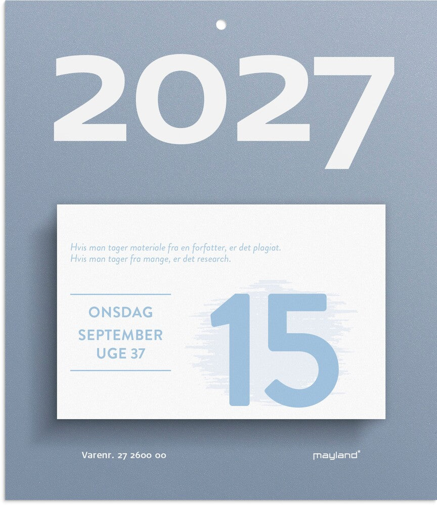 Afrivningskalender 2027 humør Mayland 10 x 7 cm blokformat