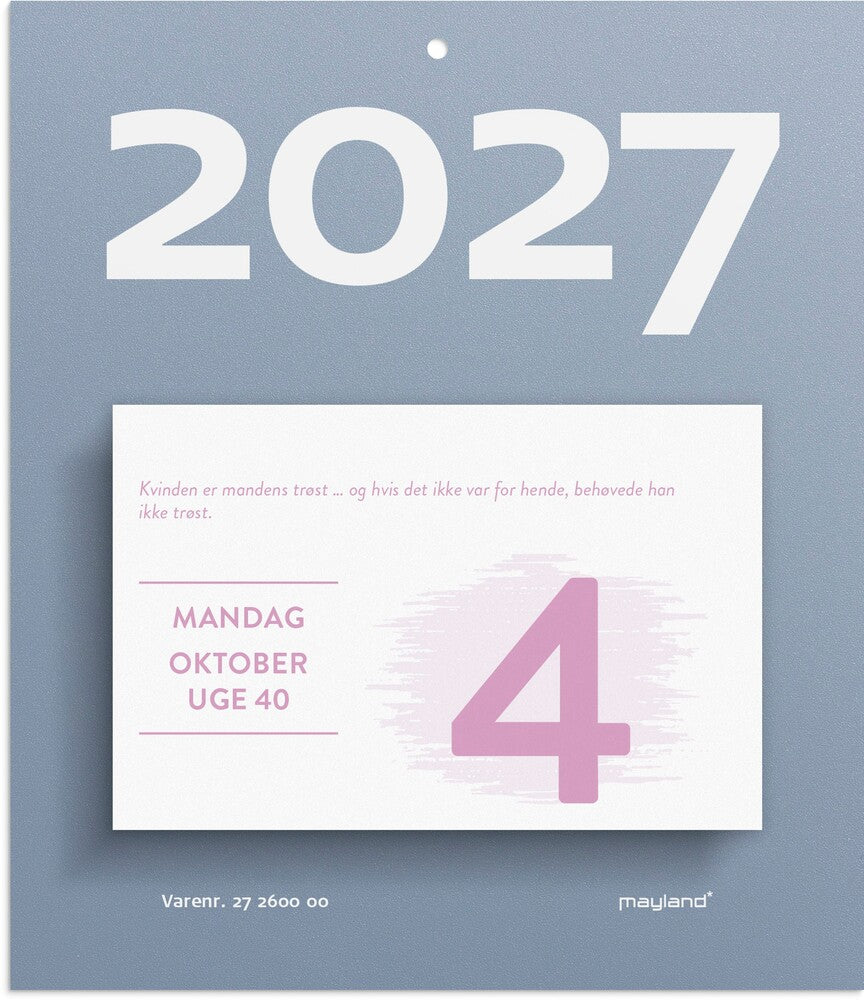 Afrivningskalender 2027 humør Mayland 10 x 7 cm blokformat