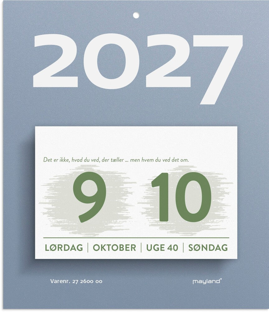 Afrivningskalender 2027 humør Mayland 10 x 7 cm blokformat