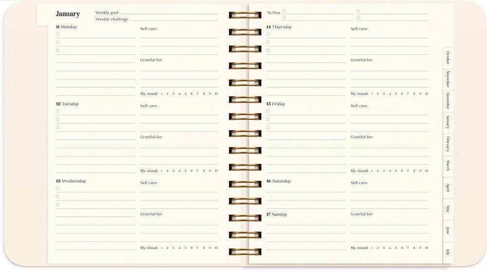 Kalender 2027 life planner delicate flowers Mayland engelsk