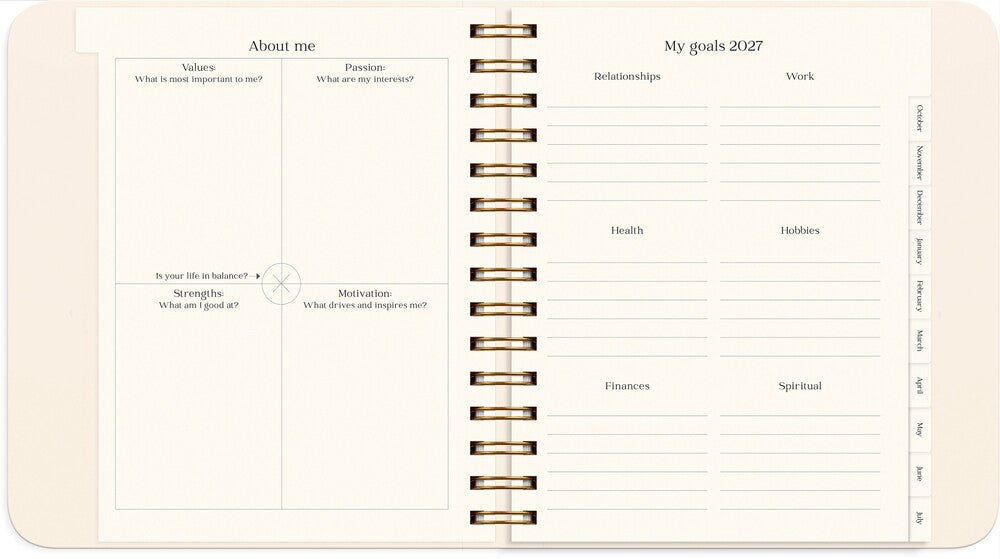 Kalender 2027 life planner delicate flowers Mayland engelsk