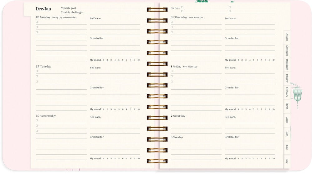 Kalender 2027 life planner Japan style Mayland engelsk