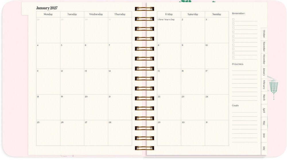 Kalender 2027 life planner Japan style Mayland engelsk