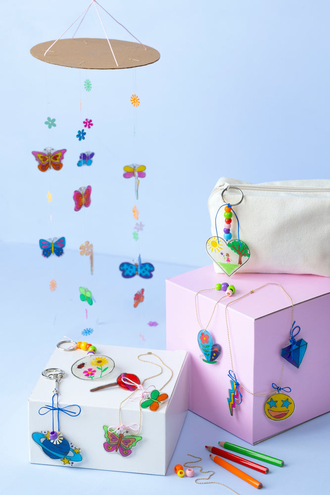 Krympeplast DIY Kit  sommerfugleUro, smykker, nøgleringe