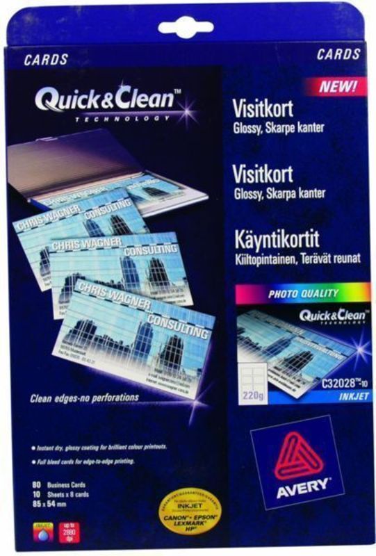 Visitkort inkjet 220g glossy hvid