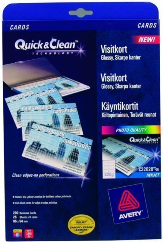 Visitkort inkjet 240g glossy hvid