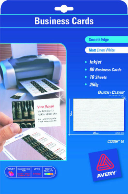VISITKORT AVERY INKJET HØRSTRUKTUR HVID