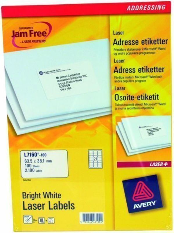 Etiket laser Avery l7160 63,5x38,1mm