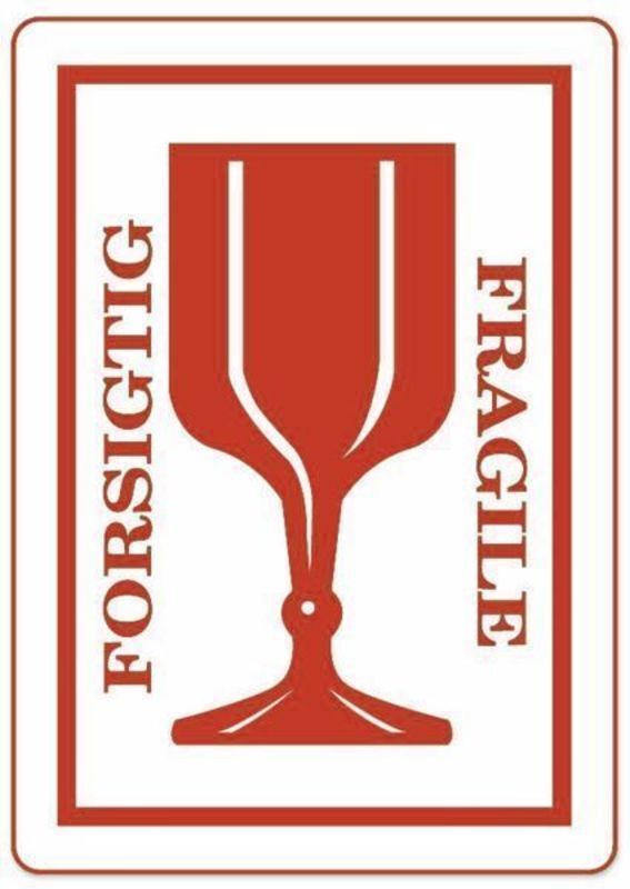 Etiketter fragile/forsigtig /500 stk
