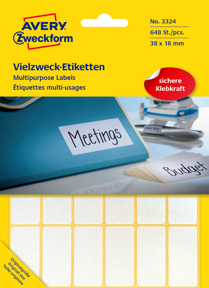 Etiketter Avery 38 x 18 /648 stk