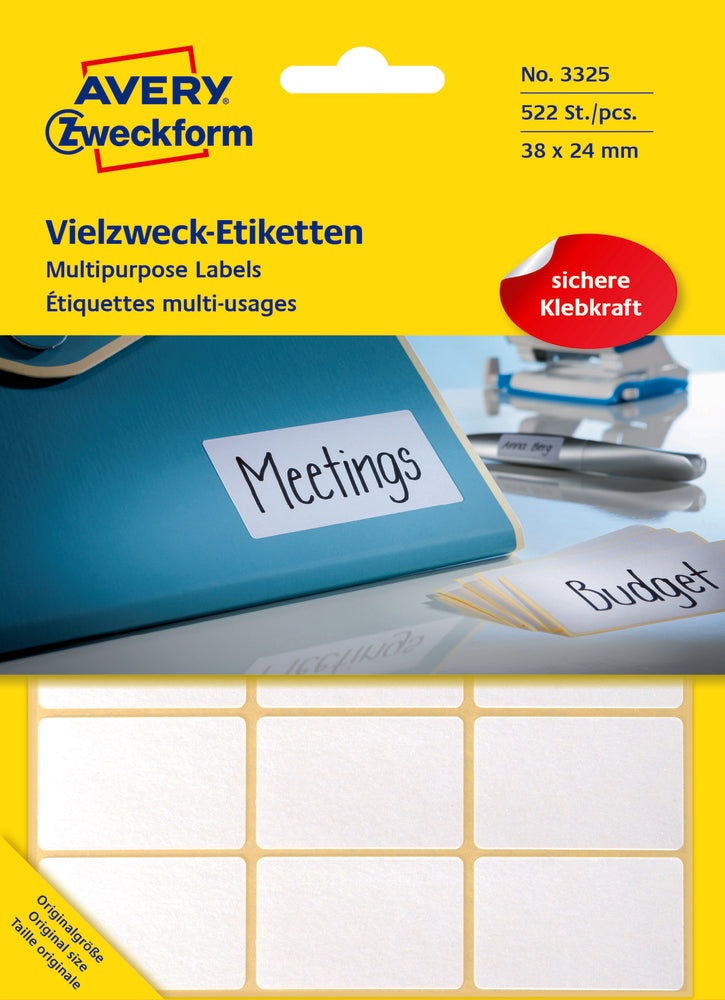 Etiketter Avery 38 x 24 /522 stk
