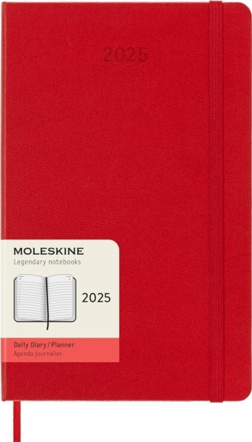 Moleskine 2025 12-Month Daily Large Hardcover Notebook Scarlet Red