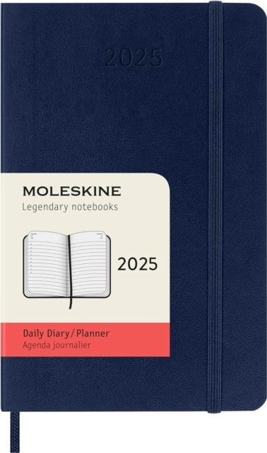 Moleskine 2025 12-Month Daily Pocket Softcover Notebook Sapphire Blue