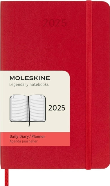 Moleskine 2025 12-Month Daily Pocket Softcover Notebook Scarlet Red