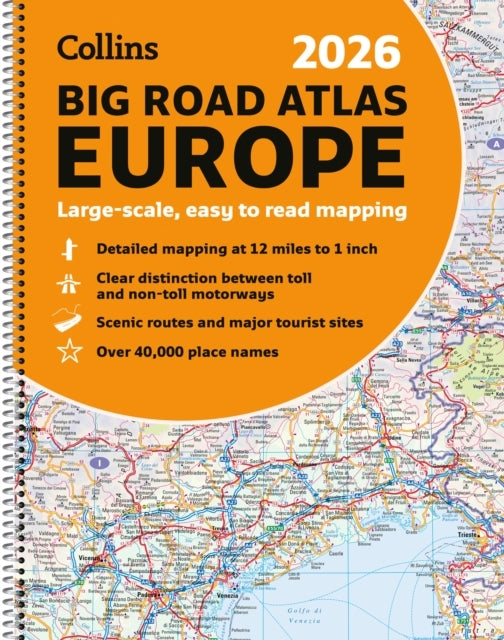 Collins 2026 Big Road Atlas Europe Large Scale, Easy To Read