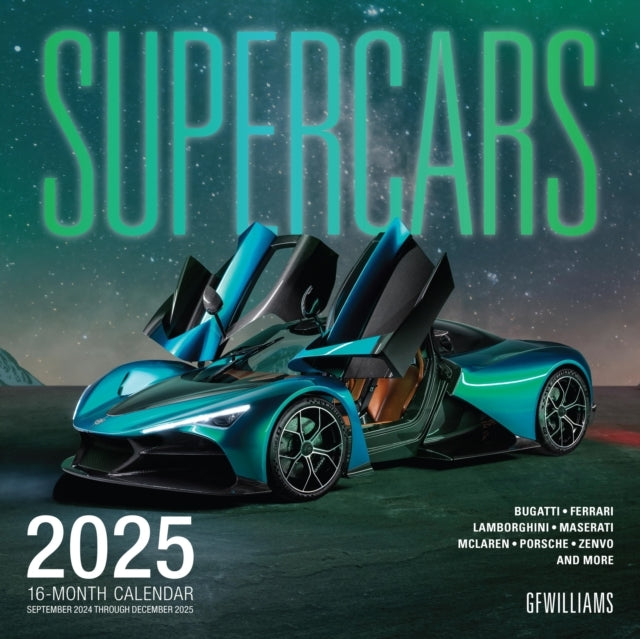 Supercars 2025 16-Month Calendar--September 2025 Through Dec