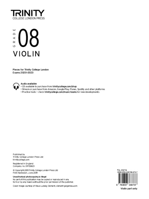 Trinity College London Violin Exam Pieces From 2020: Grade 8