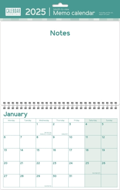 Essential Memo Calendar Planner A3 Calendar 2025